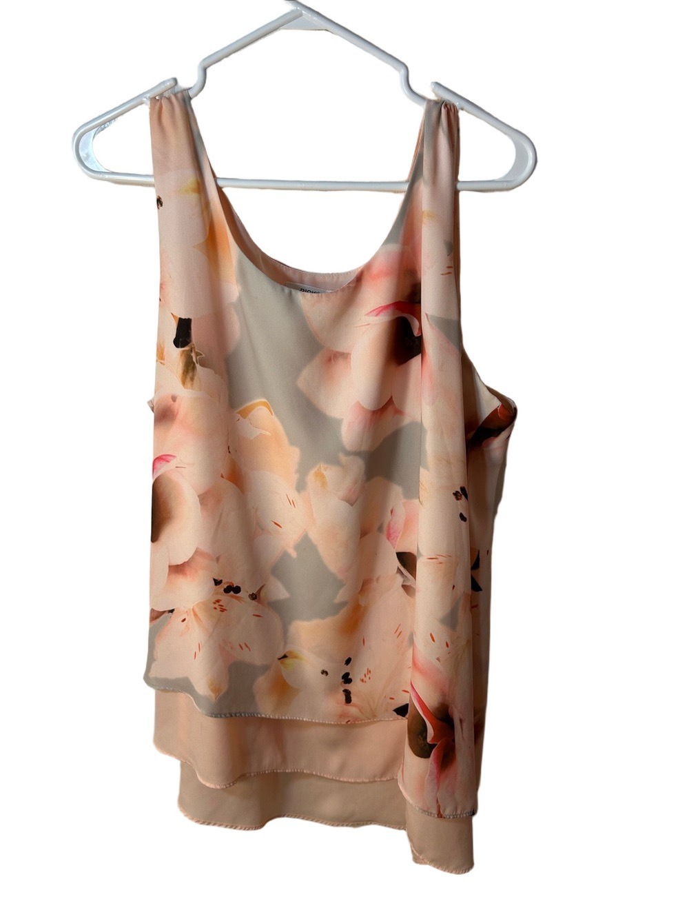Ricki’s Floral Layered Asymmetrical Chiffon Tank Top - Blush Pink XXL